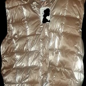 Nordstrom ELODIE Metallic Tan Puffer Jacket WOMANS